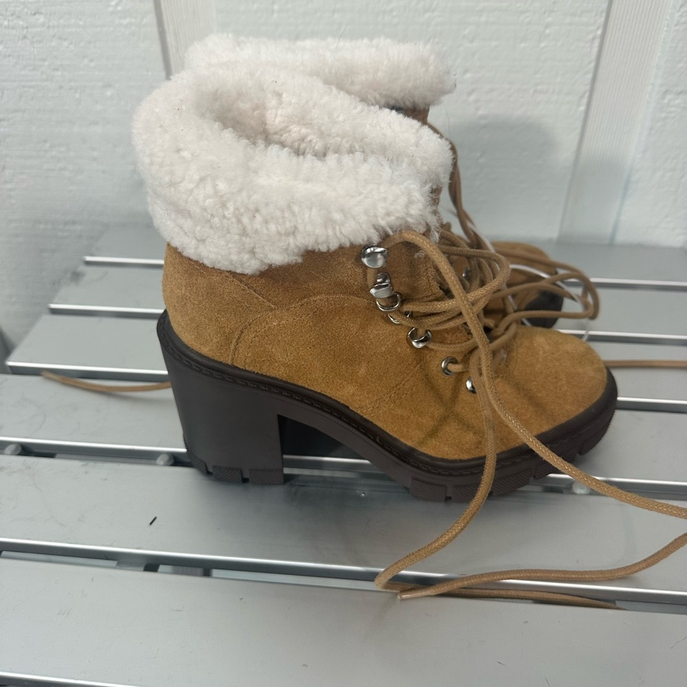 MARC FISHER LTD Mlvacinta Leather Shearling Booties Size 5 NWOT - Picture 4 of 9